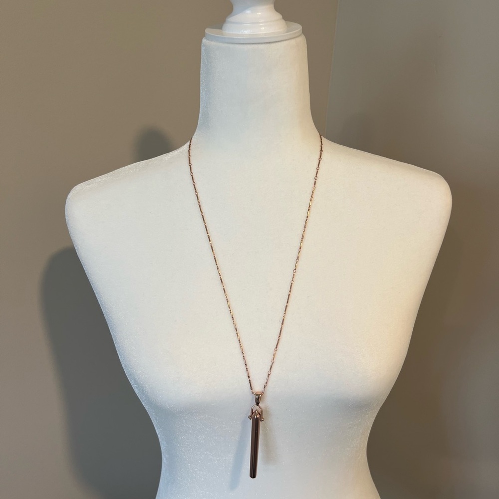 Stella & Dot Rose Gold Tone Long Bar Pendant Necklace - Women's Jewelry